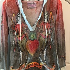 Butterfly Dropout Hooded Thermal Shirt